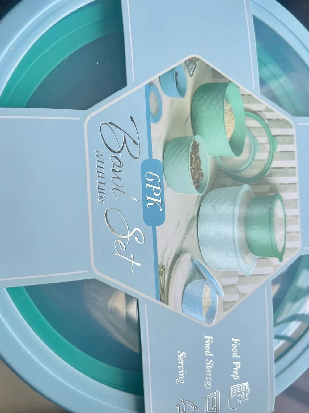 Stackable Kitchen Storage Bowl Set in Teal and Green - Home Accents